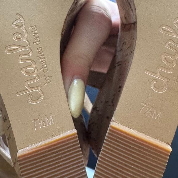 Charles By Charles David New Cork Wedges Platform Peep Toe In Nude Size 7.5 - Picture 10 of 10